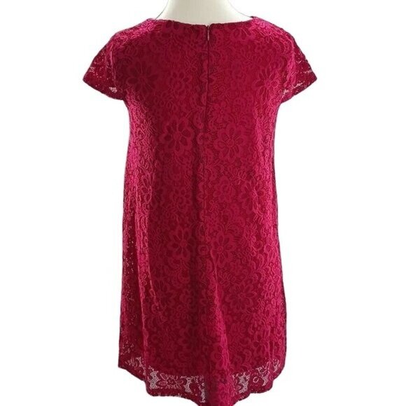 Altar'd State Dress Red Lace Floral Shift Short Sleeve Womens Size Small - Picture 5 of 6